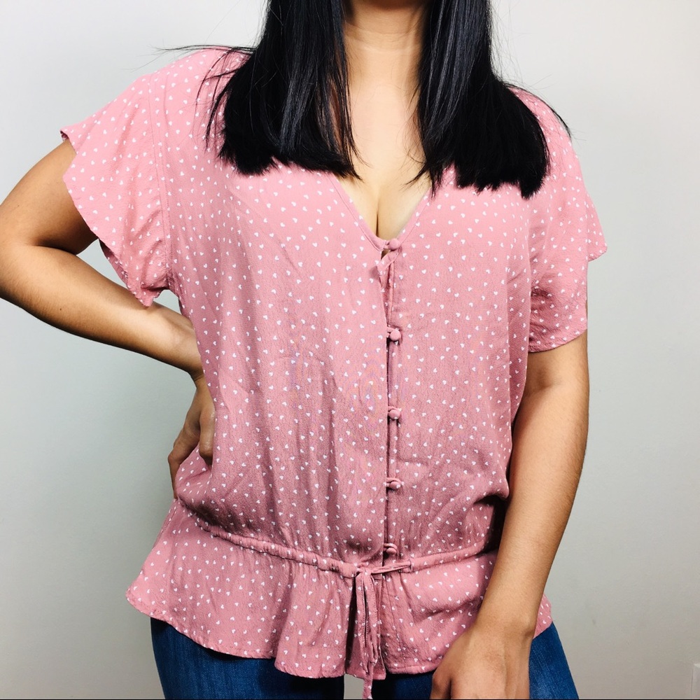 Rails | Bretton Mini Hearts Button Blush Top Large - image 4